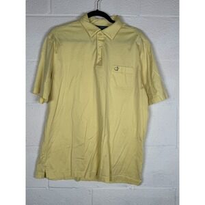 Masters Collection Mens L Yellow Pima Cotton Golf Polo Shirt Augusta Logo